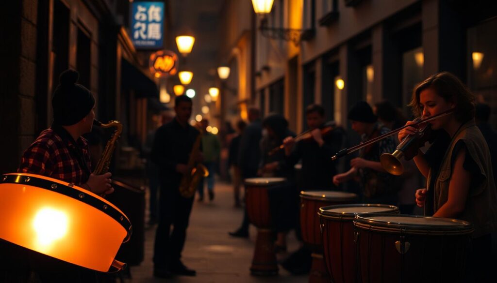 nighttime street performance instruments nighttime street performance instruments